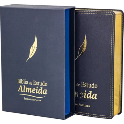 Bíblia de Estudo Almeida Edição Ampliada, capa luxo azul